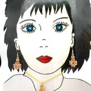 NECKLACE and earrings. 18” chain. Handmade one‎ of a kind